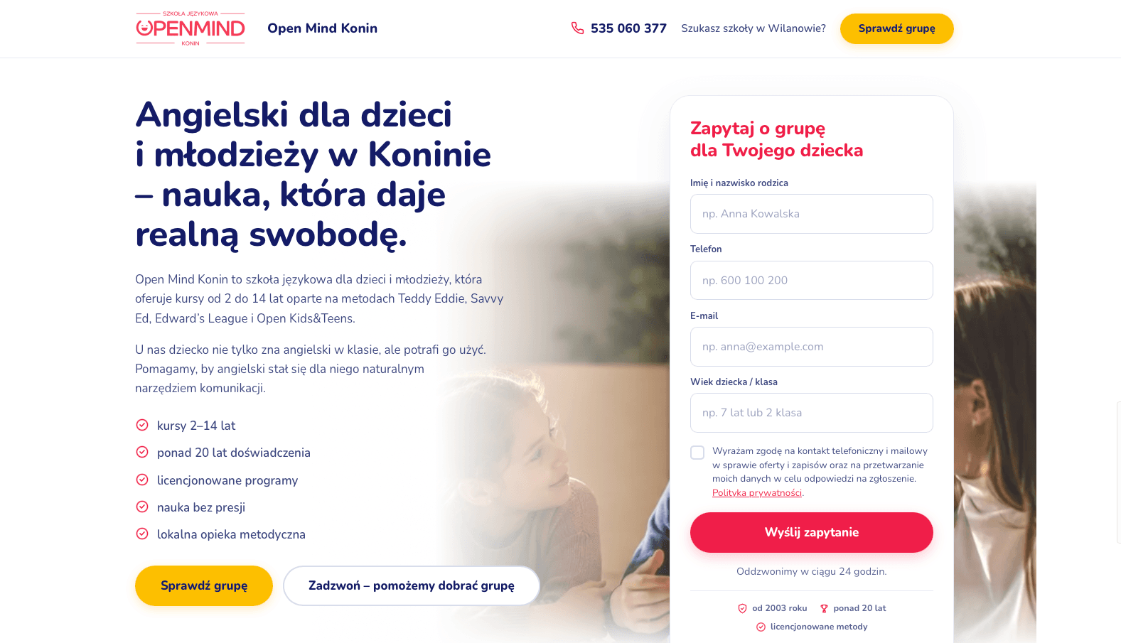 Open Mind – landingi pod kampanie